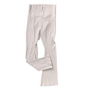 Forever 21 Gray Ribbed High Rise Flare Leggings L – Wide Waistband Rayon/Spandex